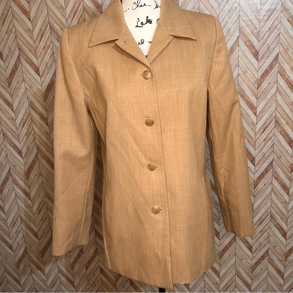Pendleton 100% Wool Long Button Tan Suit Women Jacket Size 10 and Pants Size 12 - Picture 11 of 15